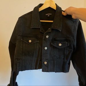 Cropped black denim jacket